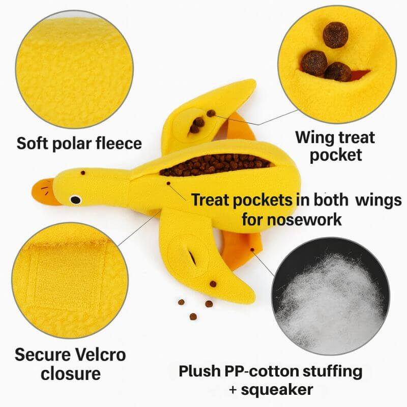 SnackWing Duck Snuffle Toy – Treat Puzzle with Squeaker