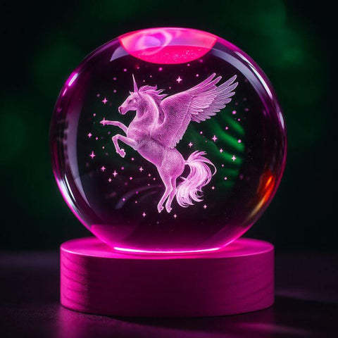 Engraved Alicorn Crystal Nightlight with Ceiling Projection
