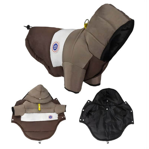 Winter Dog Puffer Jacket — Insulated, Water-Resistant, Snap-Down Hood & D-Ring