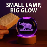 Load image into Gallery viewer, Engraved Elephant Crystal Nightlight with Ceiling Projection
