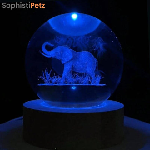 Engraved Elephant Crystal Nightlight with Ceiling Projection