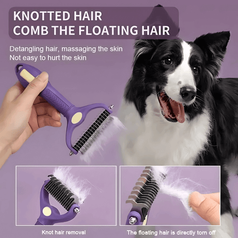 Pet Deshedding Brush – Double-Sided Grooming Tool for Cats & Dogs