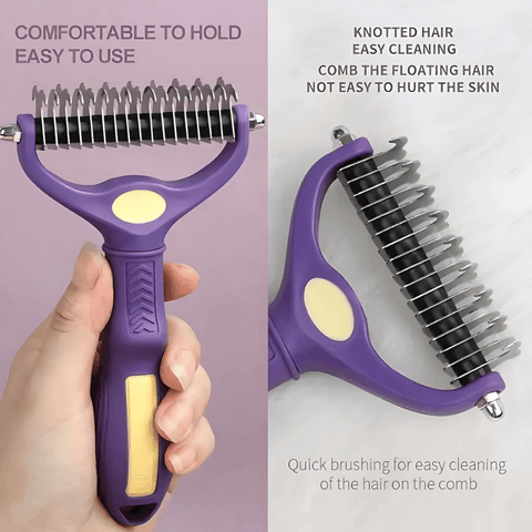 Pet Deshedding Brush – Double-Sided Grooming Tool for Cats & Dogs