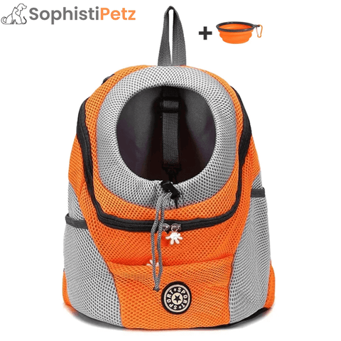 Orange dog backpack carrier for cats and dogs