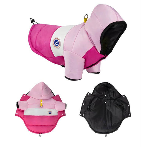 Winter Dog Puffer Jacket — Insulated, Water-Resistant, Snap-Down Hood & D-Ring