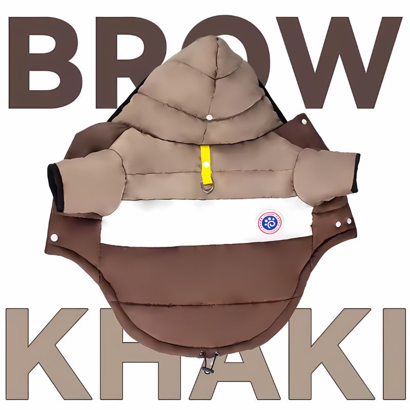 Winter Dog Puffer Jacket — Insulated, Water-Resistant, Snap-Down Hood & D-Ring