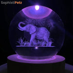 Load image into Gallery viewer, Engraved Elephant Crystal Nightlight with Ceiling Projection
