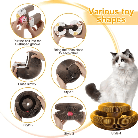 PurrLuxe Interactive Cat Scratcher – Shape-Shifting Ball Track Toy