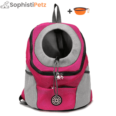 Red pink dog backpack carrier for cats and dogs