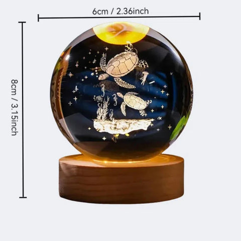 Turtle Crystal Ball Nightlight – LED Glow & Engraved Art