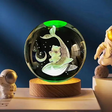 Whale Crystal Ball Nightlight – Ocean Engraved & LED