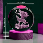Load image into Gallery viewer, Howling Wolf Crystal Ball Nightlight – LED &amp; Projects
