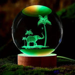 Load image into Gallery viewer, Elephant &amp; Coconut Tree Crystal Ball – Engraved &amp; LED
