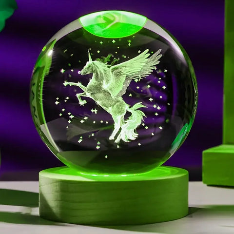 Engraved Alicorn Crystal Nightlight with Ceiling Projection