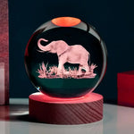 Load image into Gallery viewer, Elephant Crystal Ball Nightlight – LED Engraved &amp; Projects
