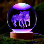 Load image into Gallery viewer, Wolf Crystal Ball Nightlight – Engraved LED &amp; Ceiling Glow
