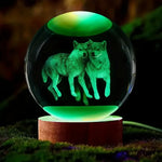 Load image into Gallery viewer, Wolf Crystal Ball Nightlight – Engraved LED &amp; Ceiling Glow
