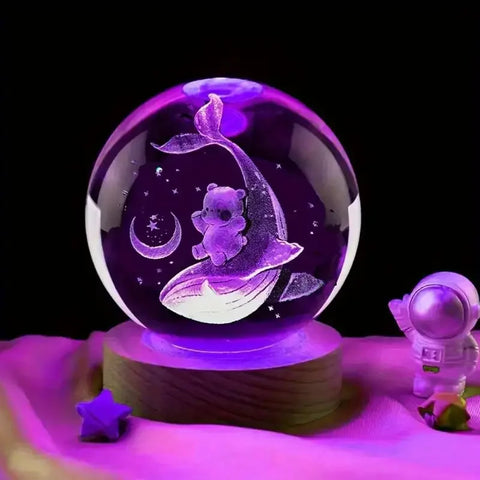 Whale Crystal Ball Nightlight – Ocean Engraved & LED