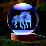 Load image into Gallery viewer, Wolf Crystal Ball Nightlight – Engraved LED &amp; Ceiling Glow
