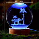 Load image into Gallery viewer, Elephant &amp; Coconut Tree Crystal Ball – Engraved &amp; LED
