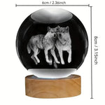 Load image into Gallery viewer, Wolf Crystal Ball Nightlight – Engraved LED &amp; Ceiling Glow
