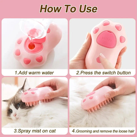 Pet Steam Brush for Cats & Dogs – Groom, Detangle & Reduce Shedding