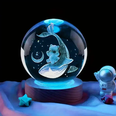 Whale Crystal Ball Nightlight – Ocean Engraved & LED