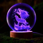 Load image into Gallery viewer, Howling Wolf Crystal Ball Nightlight – LED &amp; Projects
