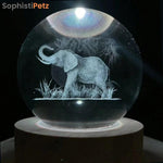 Load image into Gallery viewer, Engraved Elephant Crystal Nightlight with Ceiling Projection
