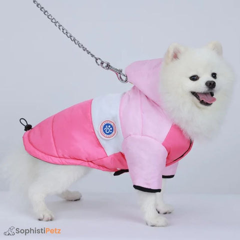 Winter Dog Puffer Jacket — Insulated, Water-Resistant, Snap-Down Hood & D-Ring