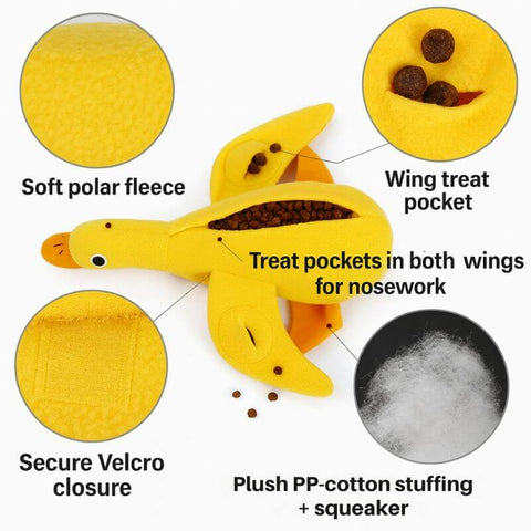 SnackWing Duck Snuffle Toy – Treat Puzzle with Squeaker
