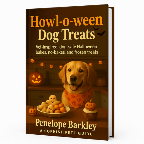 Howl-o-ween Dog Treats cookbook for dog-safe Halloween recipes by Penelope Barkley