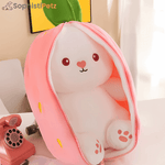 Load image into Gallery viewer, Hop &amp; Hide Transforming Bunny Plush Teddy – Peekaboo Toy in Carrot or Strawberry
