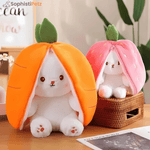 Load image into Gallery viewer, Hop &amp; Hide Transforming Bunny Plush Teddy – Peekaboo Toy in Carrot or Strawberry
